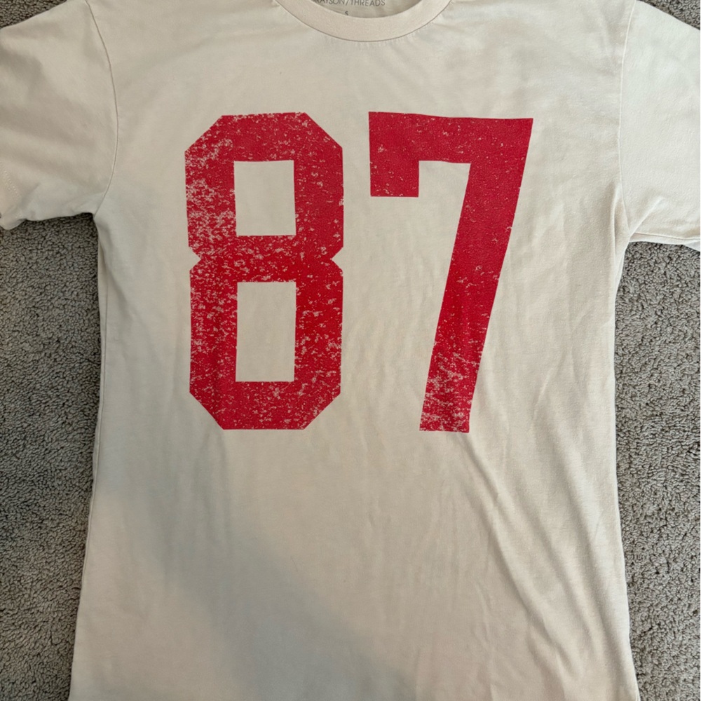 Brandy Melville Grayson Threads Red and White Short Sleeve Tees